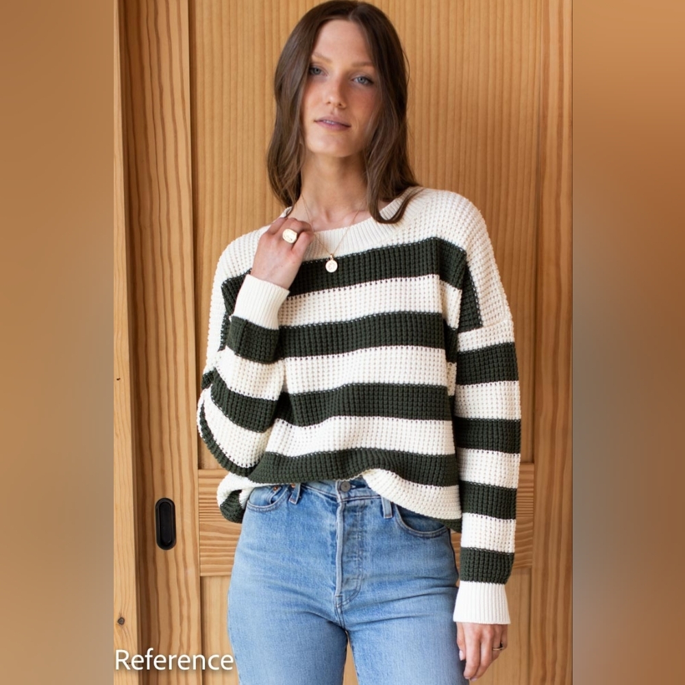 Emerson Fry Daily Sweater - Army French Stripe Organic
